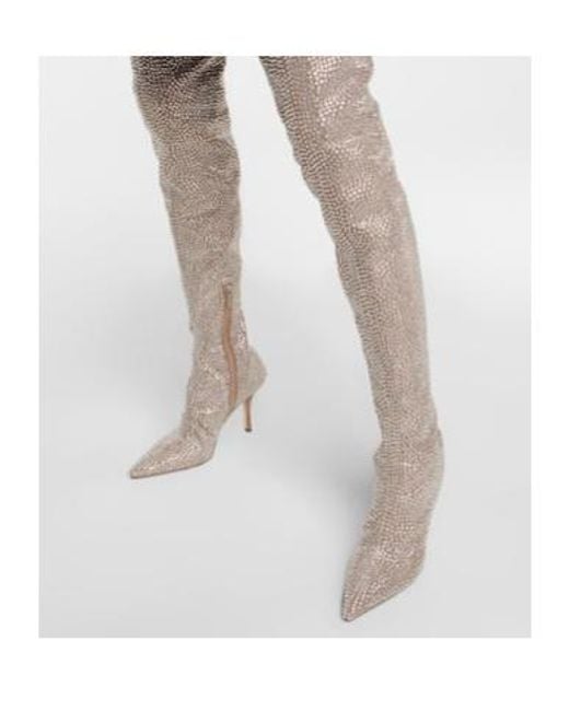 Paris Texas White Embellished Over-The-Knee Boots