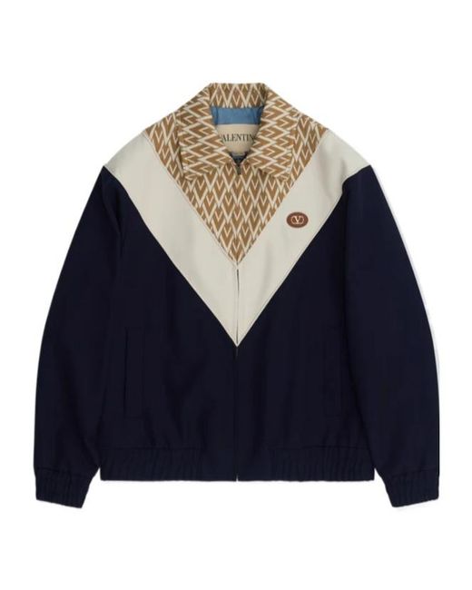 Valentino Blue Vlogo Patch Zip-Up Jacket for men