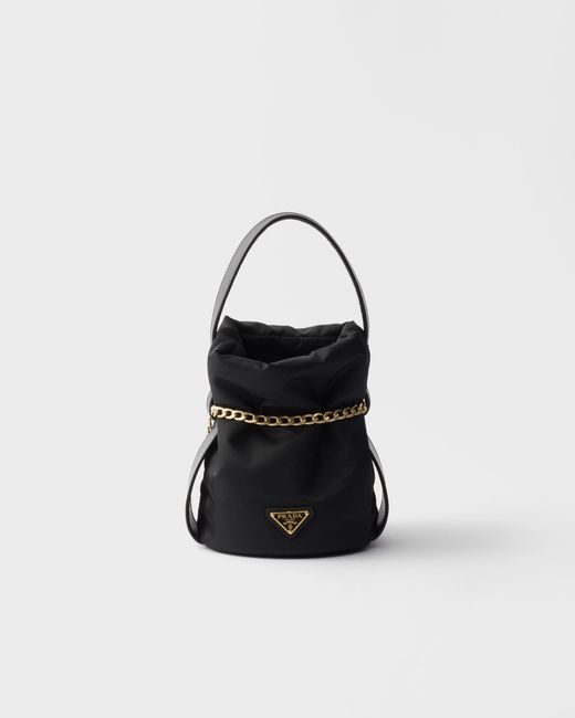 Prada Black Petit Sac Noir Mini Re-Nylon And Nappa Leather Bucket Bag