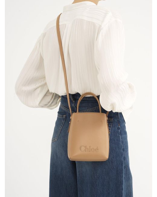 Chloé Natural Chloé Sense Micro Tote Bag