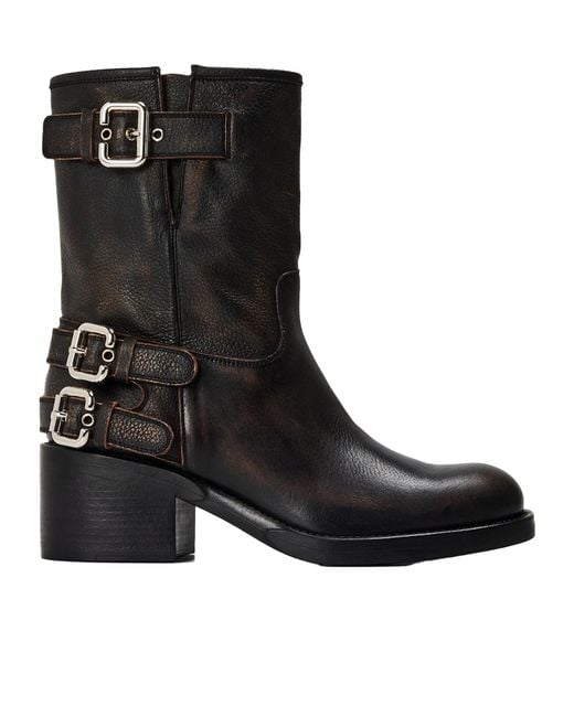 Chloé Black Solid Color Biker Boots