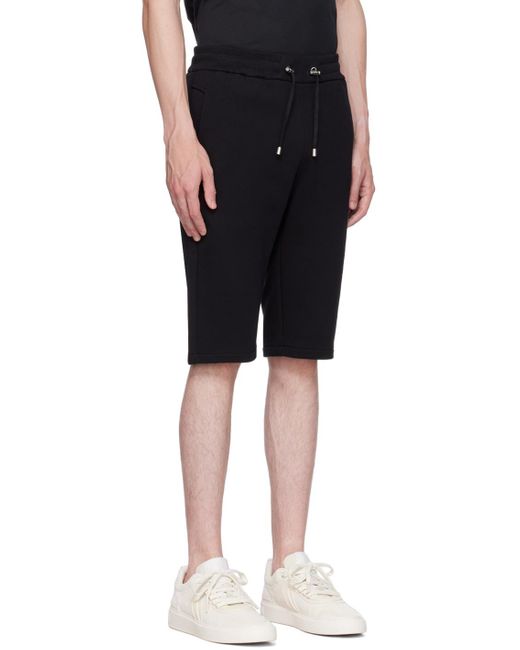 Balmain Black Drawstring Cotton Track Shorts for men