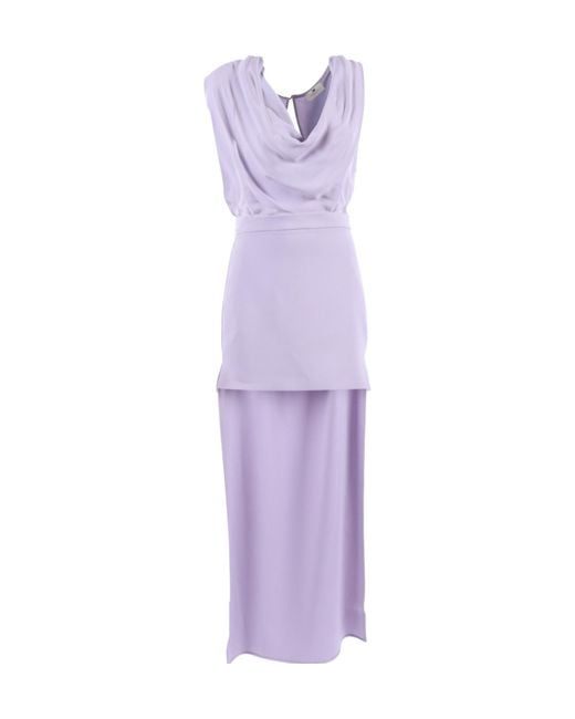 Elisabetta Franchi Purple Train Georgette Crêpe Dress
