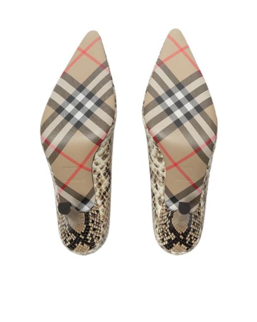 Burberry Metallic Python-Print Leather Dame High Pumps