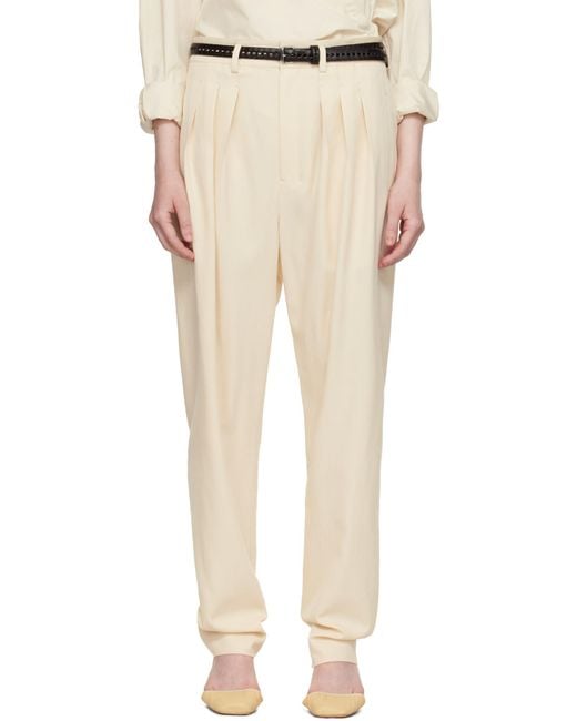 Lemaire White Pleated Wide-Leg Pants