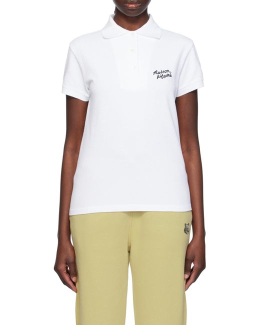 Maison Kitsuné White Maison Kitsuné Handwriting Short Sleeved Polo Shirt