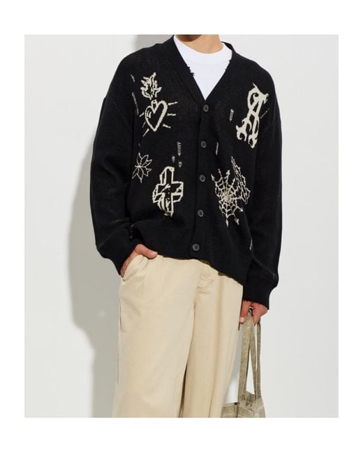 AllSaints Black V-Neck Long-Sleeved Knit Top for men