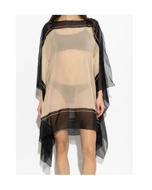 Balmain Black Sheer Monogram Border Poncho