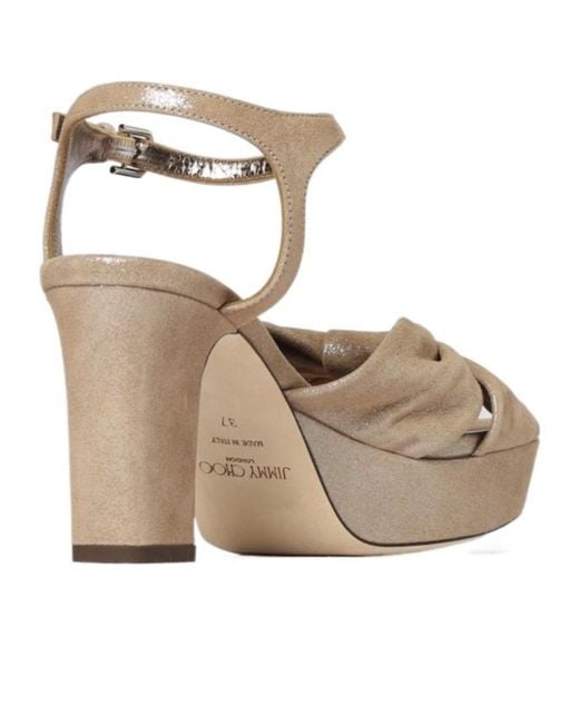 Jimmy Choo Metallic Heloise 80 Round Toe Heeled Sandals