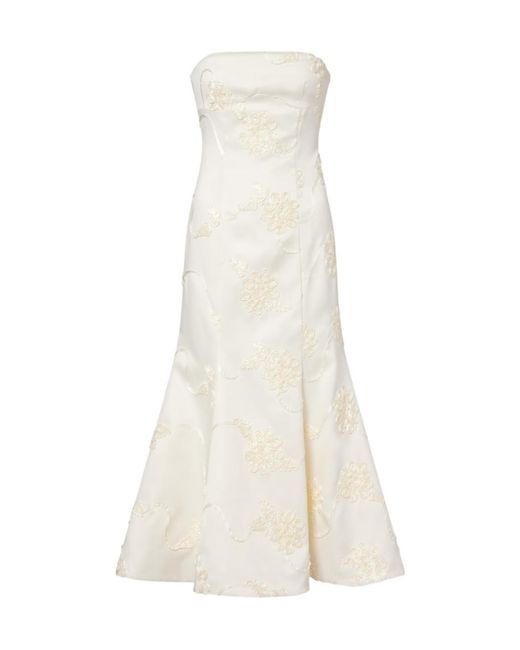 ROTATE BIRGER CHRISTENSEN White Bridal Floral-Appliqué Satin Midi Dress