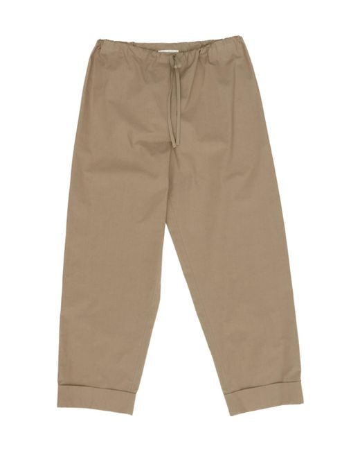 The Row Natural Delano Elastic Drawstring Waist Trousers
