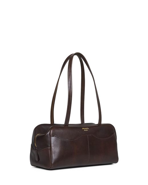 Prada Brown Box Large Antiqued Leather Top-Handle Bag