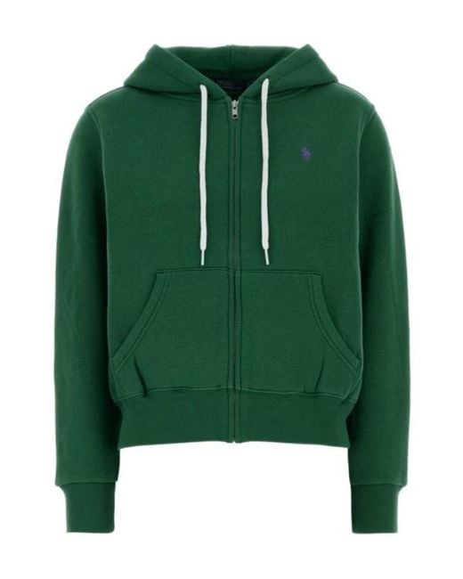 Polo Ralph Lauren Green Zip-Up Logo-Embroidered Hoodie