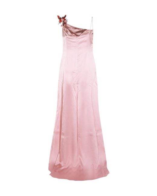 Blumarine Pink Butterfly-Detail Draped Dress
