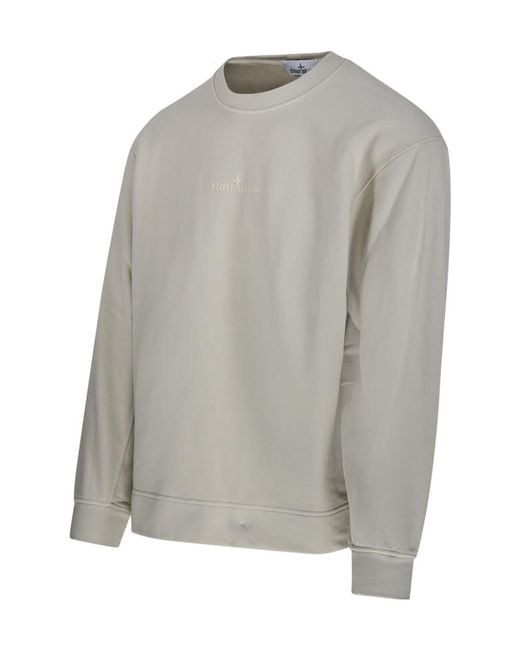 Stone Island Gray Logo Embroidered Crewneck Sweatshirt for men