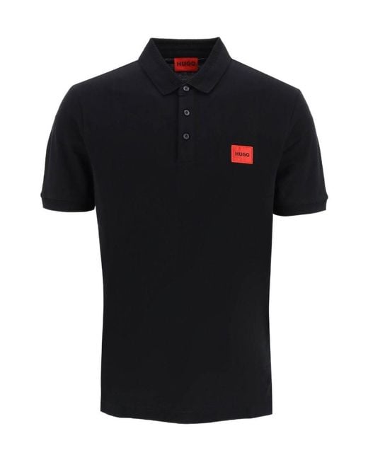 Boss Black Hugo Logo Patch Slim-Fit Polo Shirt for men