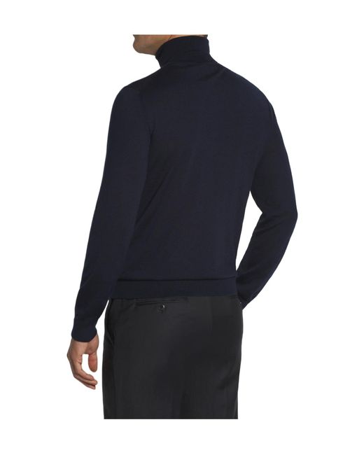 Brioni Blue Essential Midnight Cashmere And Silk Turtleneck Sweater for men
