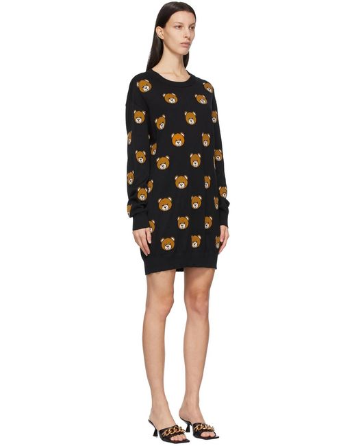 Moschino Black Teddy Bear Pattern Knit Dress
