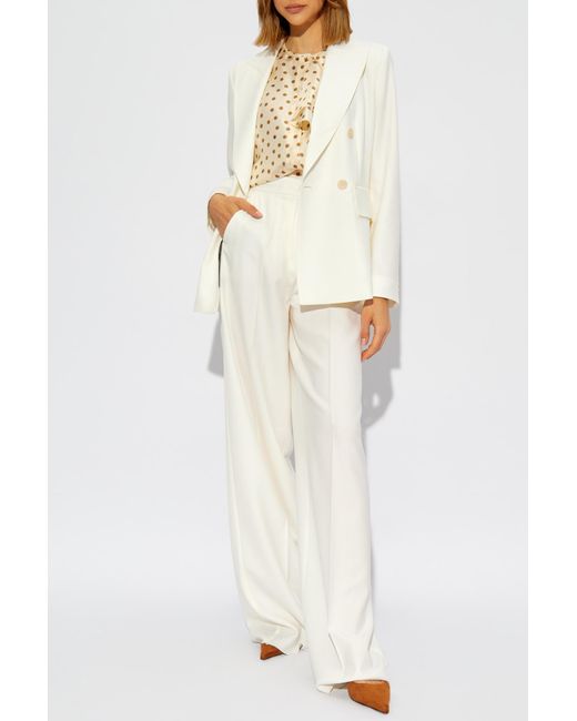 Max Mara White Sanna Double-Breasted Long-Sleeved Jacket