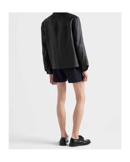 Prada Black Zip-Up Leather Jacket for men