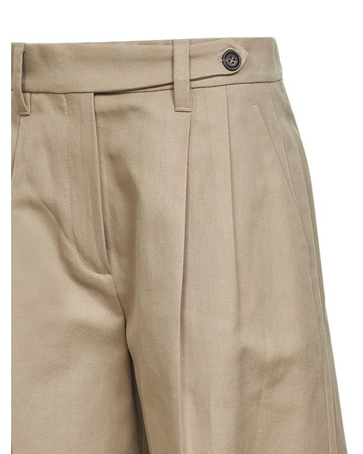 Brunello Cucinelli Natural Cotton And Linen Shorts
