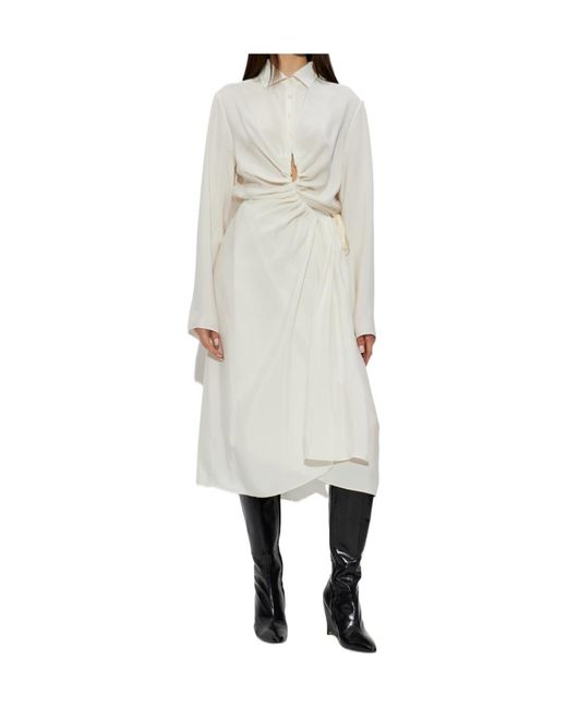 Maison Margiela White Draped Cutout Shirt Dress