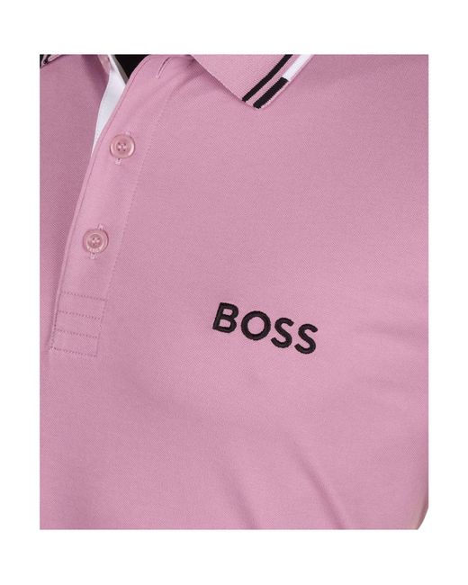 Boss Pink Short-Sleeved Polo Shirt for men