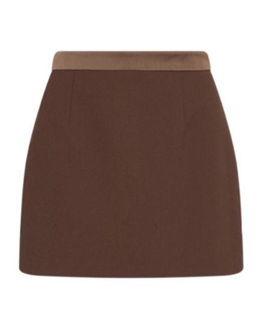 Marella Brown Envers Satin Mini Skirt