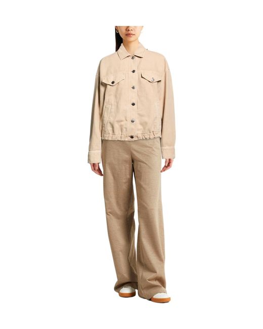 Brunello Cucinelli Natural Stylish Solid Color Denim Jacket