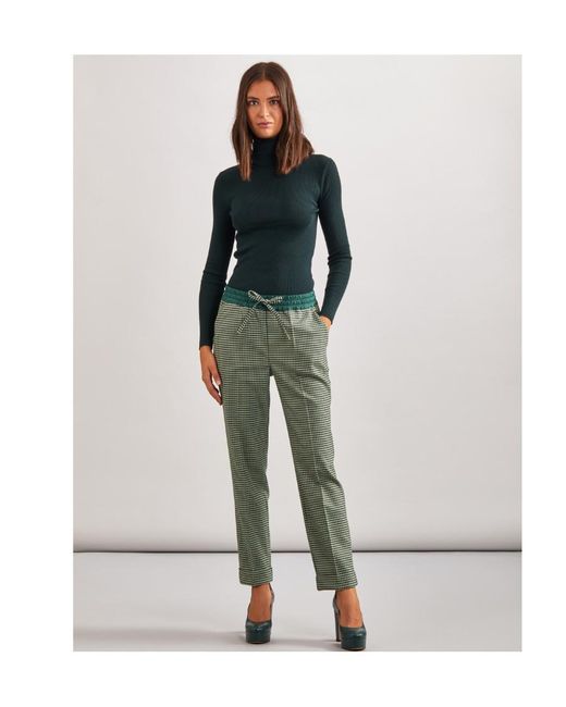 P.A.R.O.S.H. Green Fine-Check Tapered Cropped Trousers