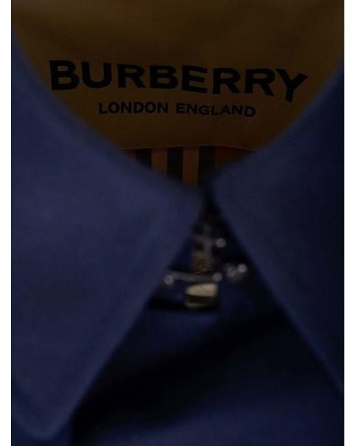 Burberry Blue Kensington Double-Breasted Belted Trench Coat for men