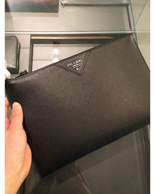 Prada Black Logo Sign Clutch for men