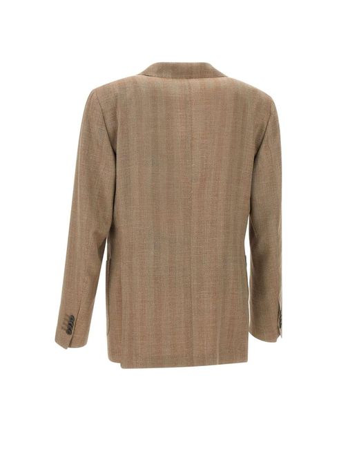 Biagio Santaniello Brown Single-Breasted Suit Jacket for men