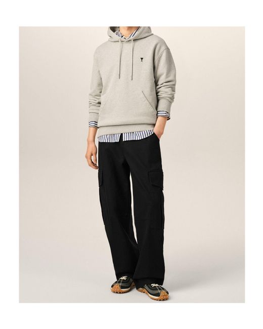 AMI Black Belt-Loop Cargo Trousers for men