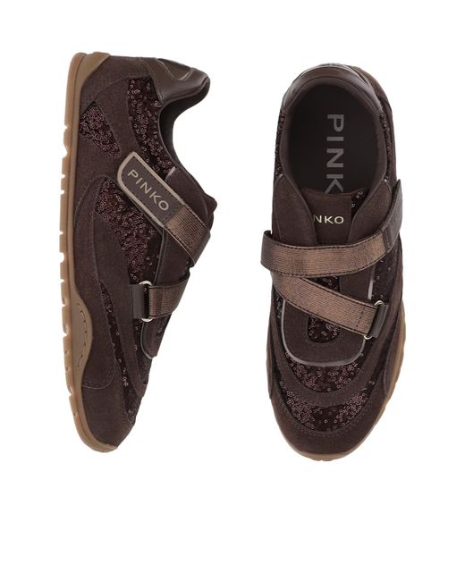 Pinko Brown Round-Toe Sneakers