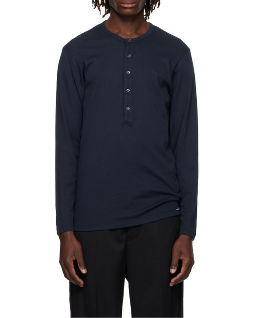 Tom Ford Blue Crewneck Henley Pajama T-Shirt for men
