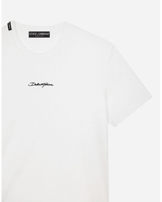 Dolce & Gabbana White Logo Patch Crewneck T-Shirt for men