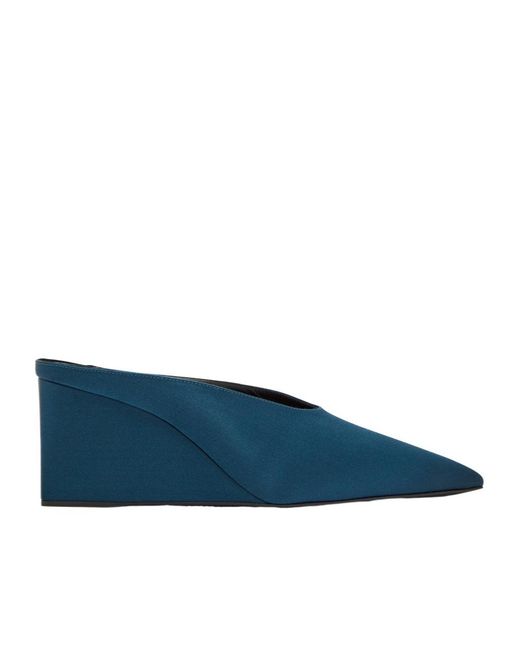 Alaïa Blue Satin Wedge Mules