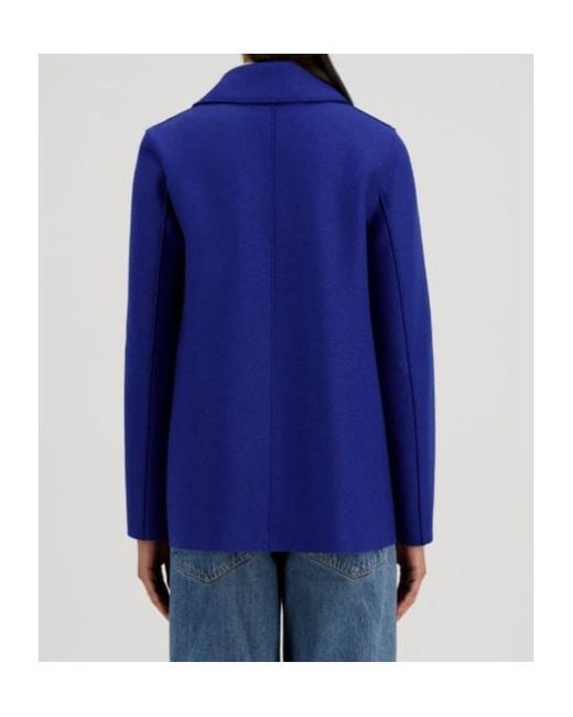Harris Wharf London Blue Double-Breasted Wool Coat