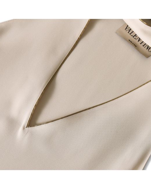 Valentino Natural Sleeveless Halter Mini Shift Dress
