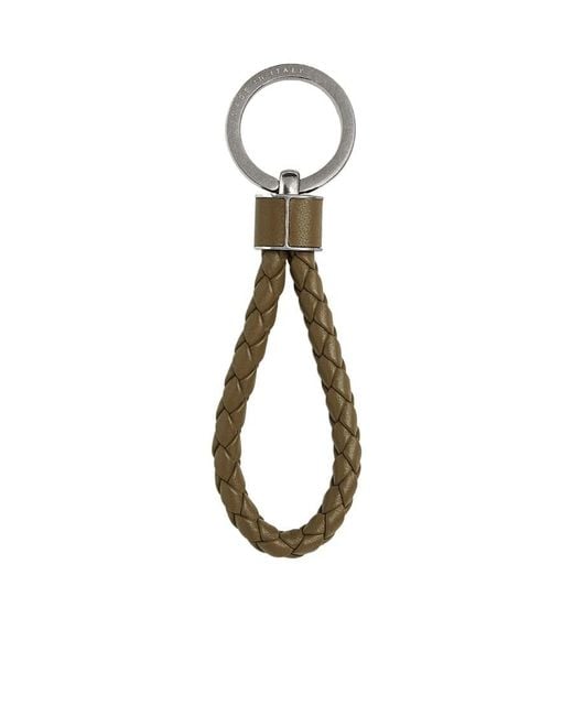 Bottega Veneta White Intreccio Key Ring for men