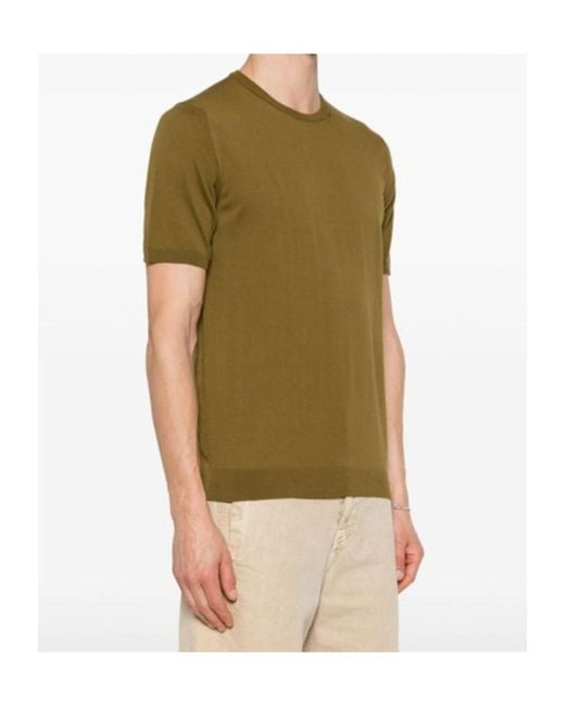Roberto Collina Green Short-Sleeved Crew Neck T-Shirt for men