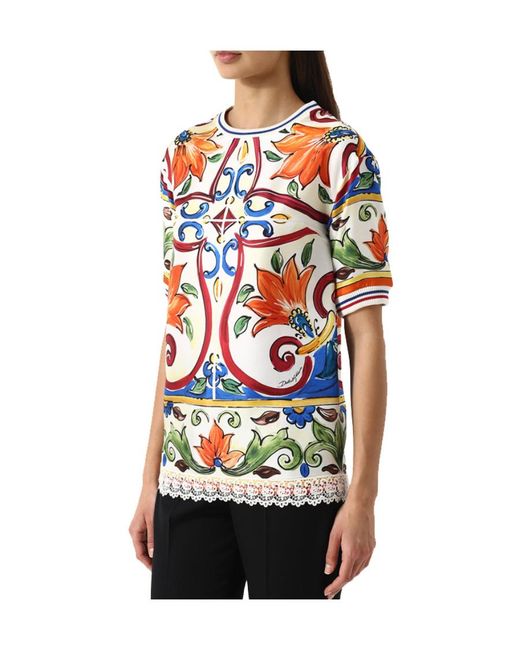 Dolce & Gabbana White Print Short Sleeve T-Shirt
