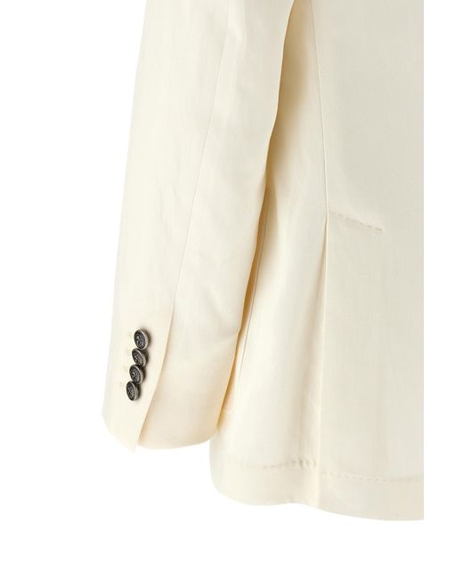 Brunello Cucinelli White Double-Breasted Blazer for men