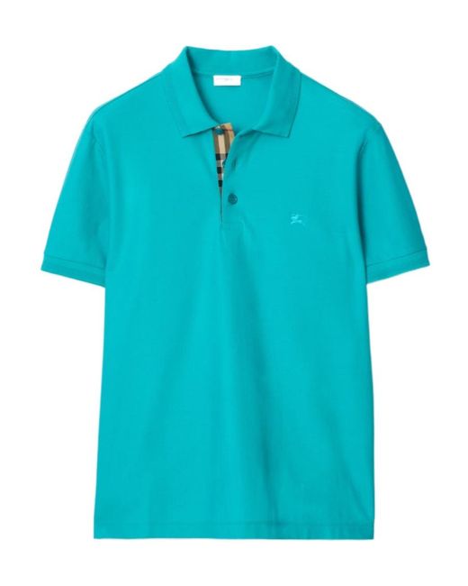 Burberry Blue Cotton Polo Shirt for men