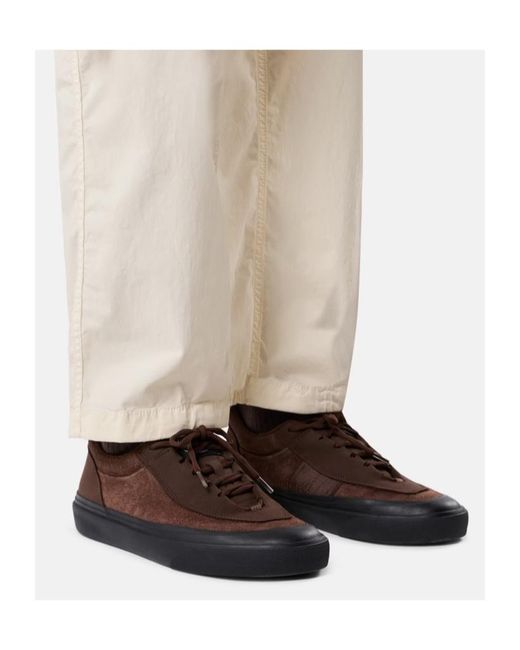 Stone Island Brown Low-Top Trainers With Compass Logo Patch for men