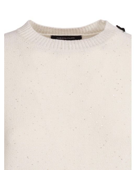 Fabiana Filippi White Short-Sleeved Crewneck Jumper