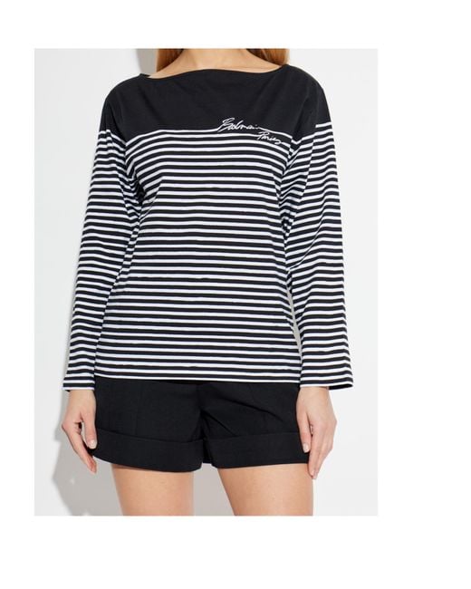 Balmain Black Striped Long-Sleeve Top