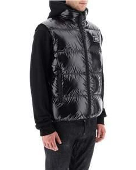 DSquared² Gray Logo Patch Zipped Padded Gilet for men