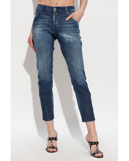 DSquared² Blue Straight Leg Distressed Jeans